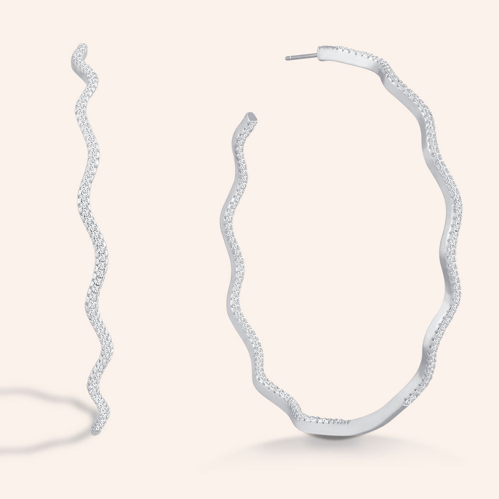 "Flatter Me" 2.9CTW Inside-Outside Wavy Grand Hoop Earrings