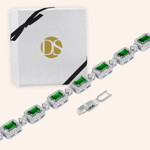 "You're a Gem" 6.5CTW Emerald and Round Cut Tennis Bracelet - Includes Extender
