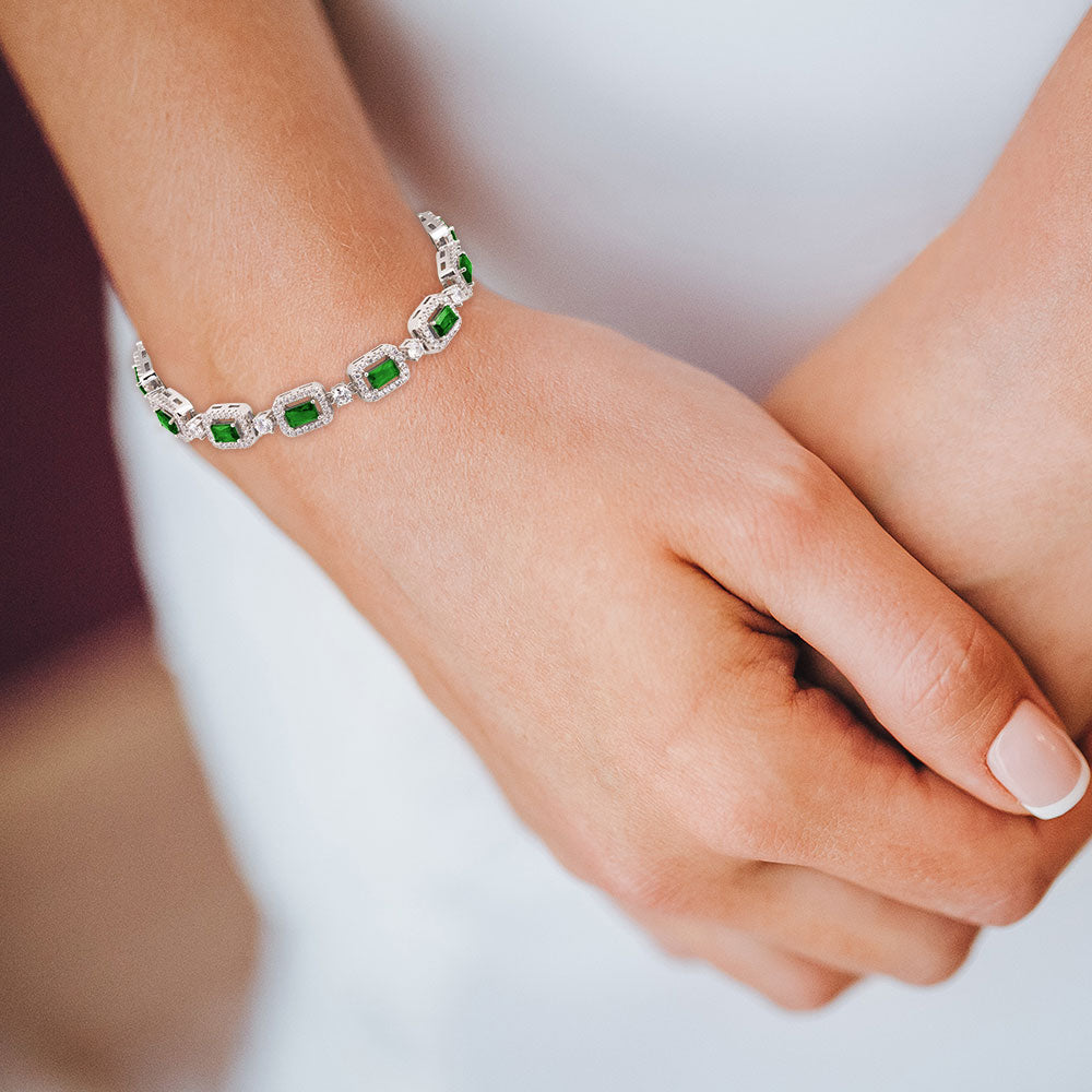 "You're a Gem" 6.5CTW Emerald and Round Cut Tennis Bracelet - Includes Extender