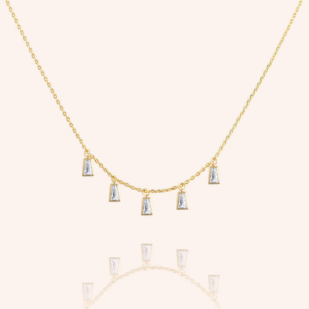 "Lovely Symphony" 2.2CTW Bezel-Set Baguette Cut Charms Necklace