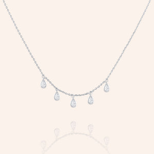 "Gleaming Droplets" 2.2CTW Bezel-Set Pear Cut Charms Necklace