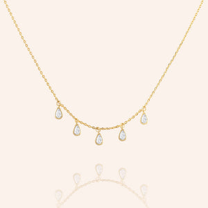 "Gleaming Droplets" 2.2CTW Bezel-Set Pear Cut Charms Necklace