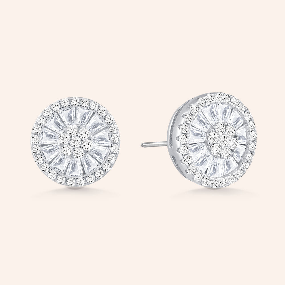 Deco Delight 4.9ctw Baguette Hexagonal Cluster Stud Earrings - DSF Jewels