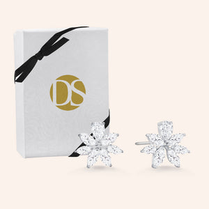"Amelie" 5.6CTW Marquise Cut Stones Post Earrings - Sterling Silver