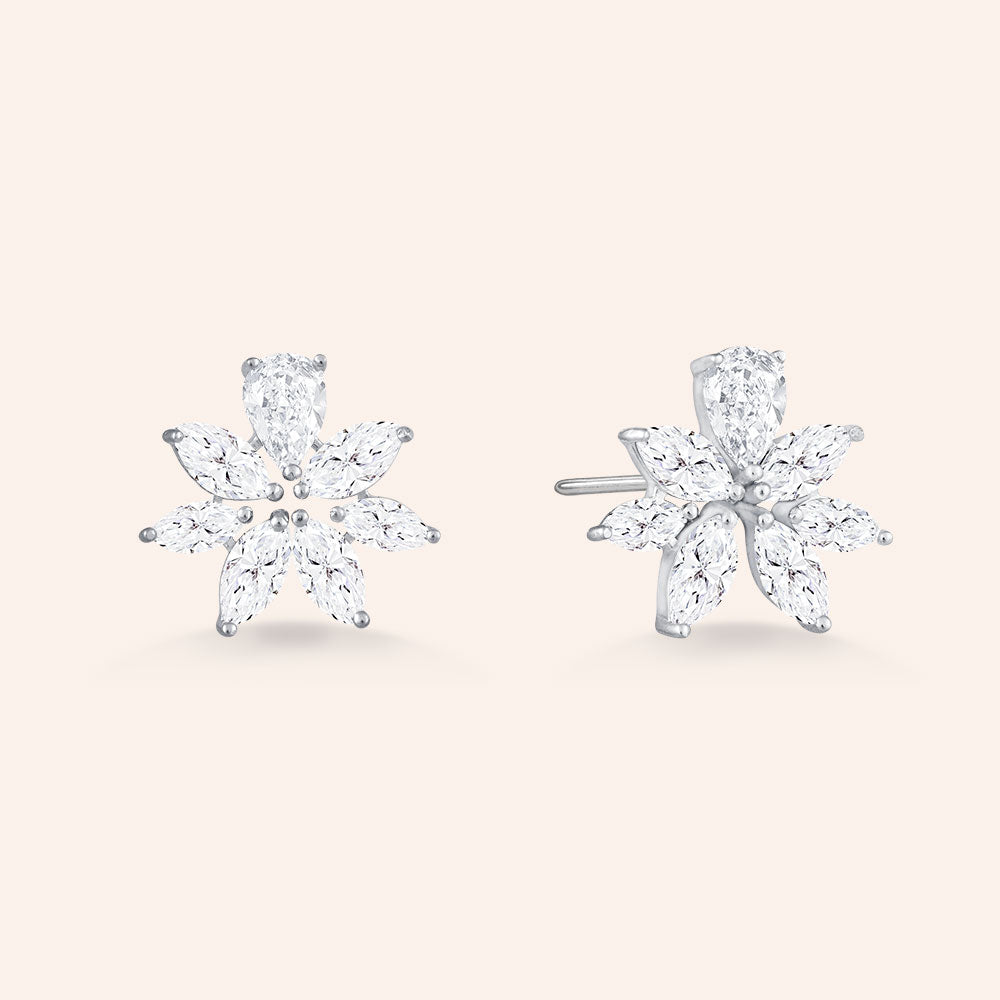 "Amelie" 5.6CTW Marquise Cut Stones Post Earrings - Sterling Silver