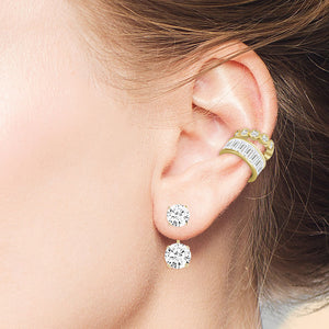 "Trendsetter's" Set of Two 3.1CTW Baguette and Round Cut Ear Cuffs - Gold