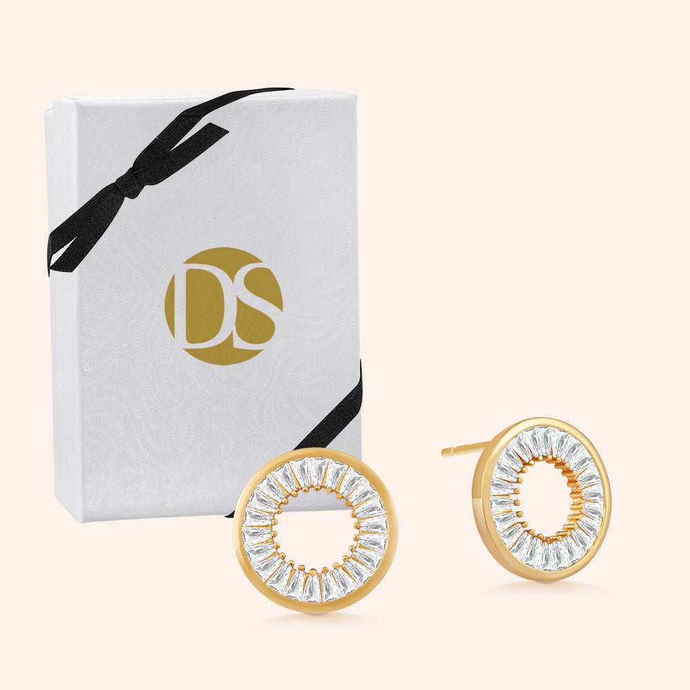 Deco Delight 4.9ctw Baguette Hexagonal Cluster Stud Earrings - DSF Jewels