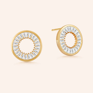 "Scarlett" 3.8CTW Pave Baguette Open Circle Post Earrings