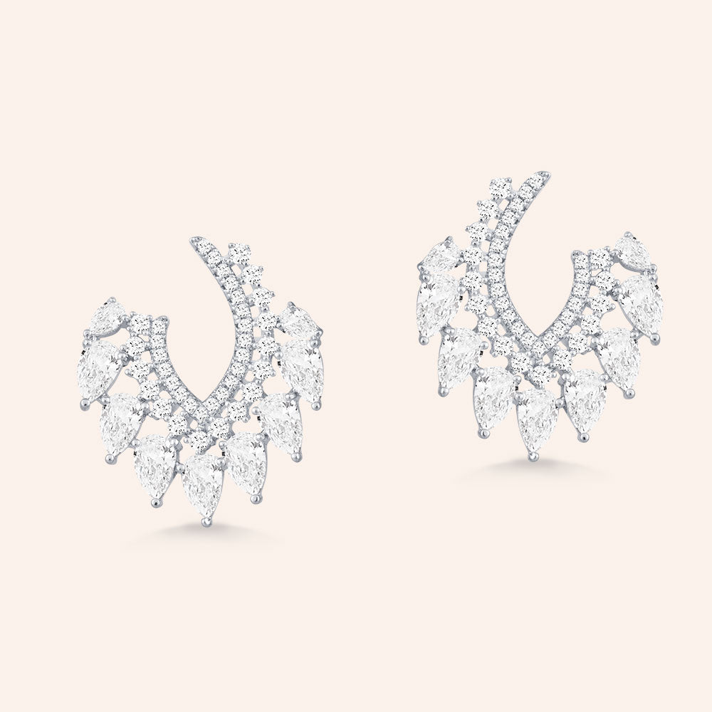 "Take Over" 4.3CTW Pear Cut Statement Earrings - Silver
