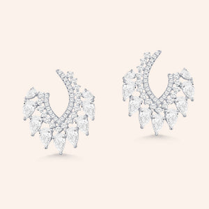 "Take Over" 4.3CTW Pear Cut Statement Earrings - Silver