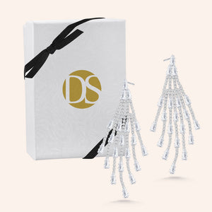 "Dance till Down"  8.2CTW Baguette and Round Cut Statement Drop Earrings - Silver