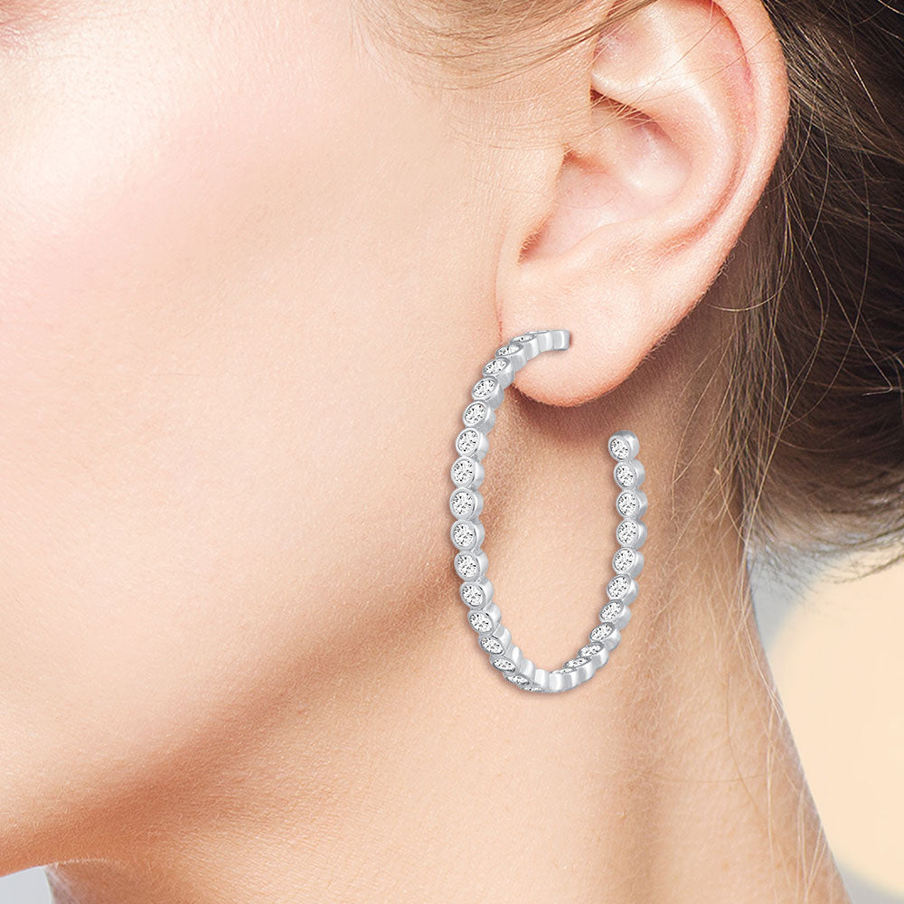 "Grand Lux" 3.3CTW Inside-Outside Hoop Earrings