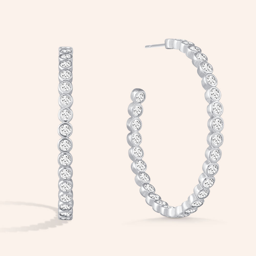 "Grand Lux" 3.3CTW Inside-Outside Hoop Earrings