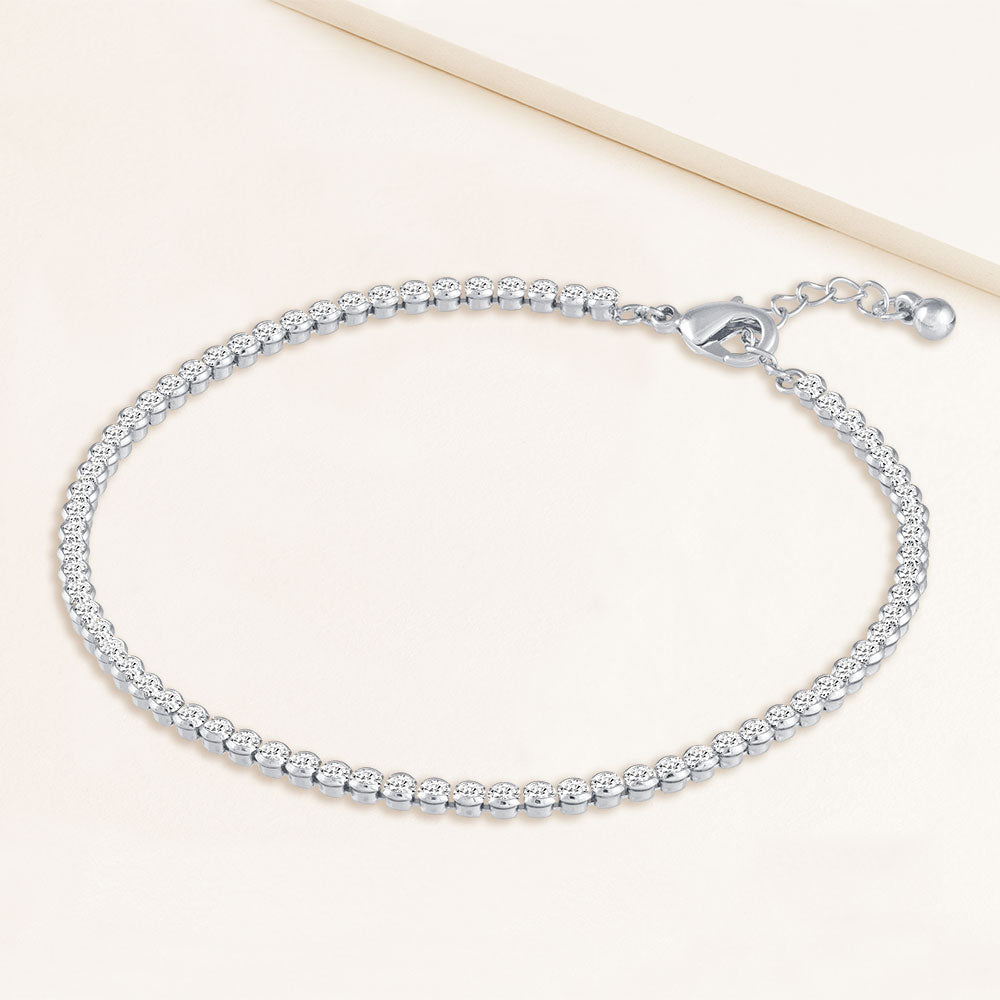 "My Date" 4.1CTW Bezel- Set Round Cut Tennis Anklet - Silver