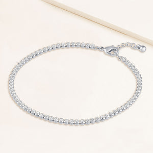 "My Date" 4.1CTW Bezel- Set Round Cut Tennis Anklet - Silver