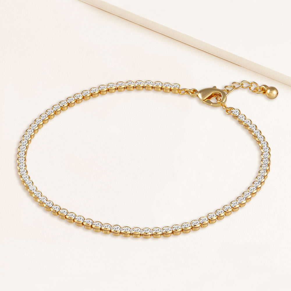 "My Date" 4.1CTW Bezel- Set Round Cut Tennis Anklet - Gold