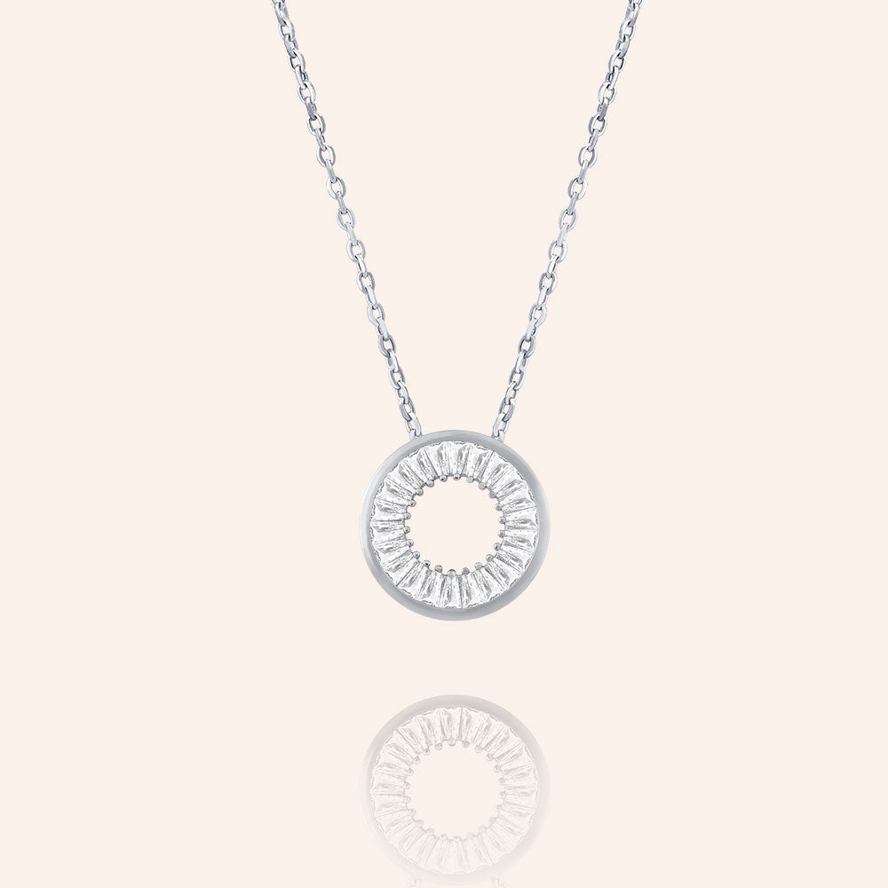 "Scarlett" 2.9CTW Baguette Cut Open Circle Pendant Necklace