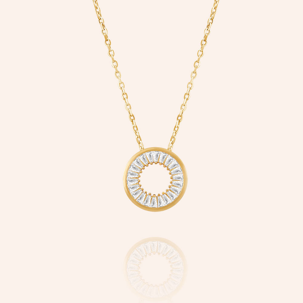 "Scarlett" 2.9CTW Baguette Cut Open Circle Pendant Necklace