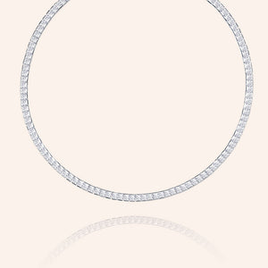"Estate Splendor" 31CTW Princess Cut Tennis Necklace - Silver