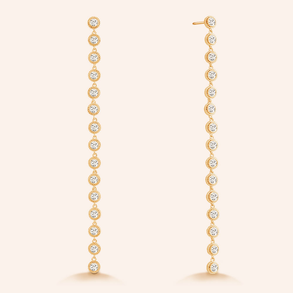 "Destination" 3.5CTW Round Cut Linear Drop Earrings