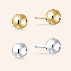 " Two Ways to Allure" High Polished Round Ball Set of 2 Post Earrings  - Sterling Silver and 18K Gold Vermeil
