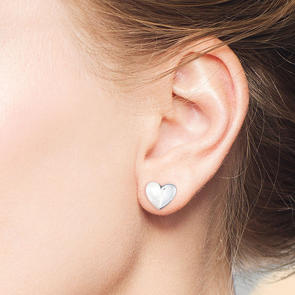 "My Other Half"  Mother of Pearl  Heart Post Earrings