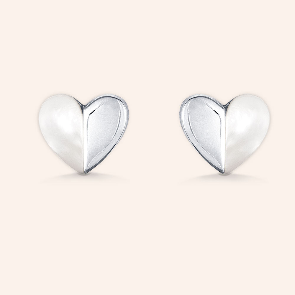 "My Other Half"  Mother of Pearl  Heart Post Earrings