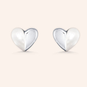 "My Other Half"  Mother of Pearl  Heart Post Earrings