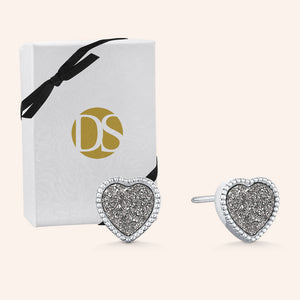 "Amore" Heart Genuine Drusy Post Earrings