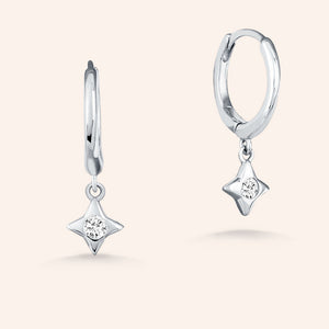 "Estelle" 0.7CTW  Diamond Charm Huggie Earrings - Sterling Silver / Gold Vermeil