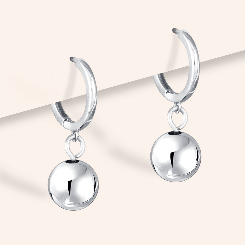 "Cosmo" High Polished Round Ball Charm Huggie Earrings