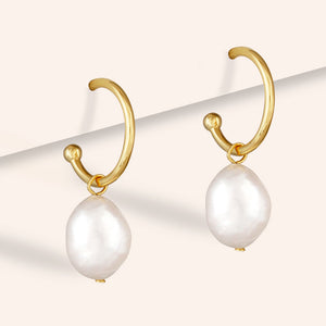 "Strada"  Baroque Freshwater Pearl Hoop Earrings