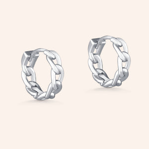 "Little Elements" Chain Link Huggie Earrings - Sterling Silver / Gold Vermeil