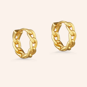 "Little Elements" Chain Link Huggie Earrings - Sterling Silver / Gold Vermeil