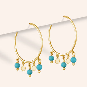 "Sweet Sentiments" Freshwater Pearl or Turquoise Dangles Hoop Earrings