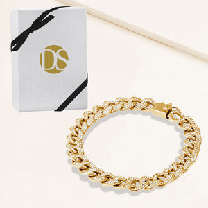 "Links of Glam" 6.2 Pave Curb Chain Bracelet
