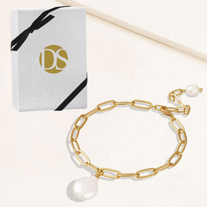 "Ocean Deep" Cultured Freshwater Coin Pearl Clip Chain Bracelet