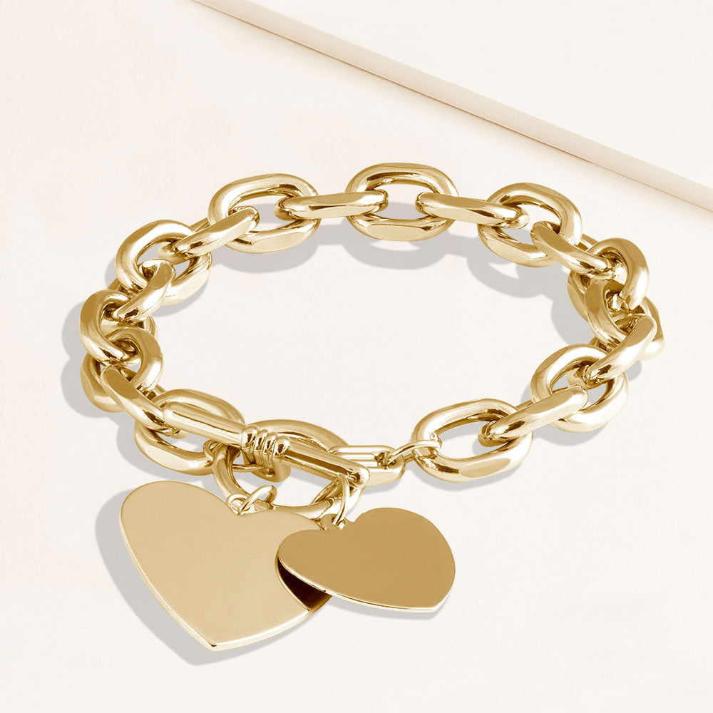 25 ct. t.w. Diamond Heart Lock Charm Toggle Bracelet in 18kt Gold