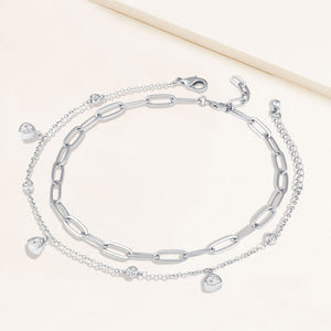 "Scarlett Duo" 2.3CTW Set of Two Charms & Clip Chain Anklets