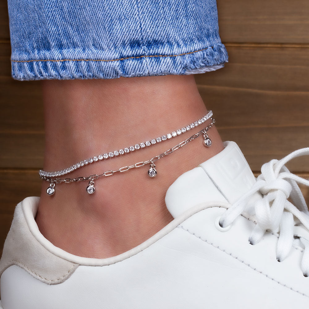 Silver 925 Tennis Anklet, Women Anklet, CZ Dainty Anklet, Sterling Silver Tennis  Anklet, Cubic Zirconia Foot Bracelet, Women Tennis Anklet - Etsy