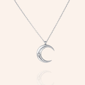 "Moondance" 0.6CTW  Crescent Moon Pendant Necklace - Sterling Silver / Gold Vermeil