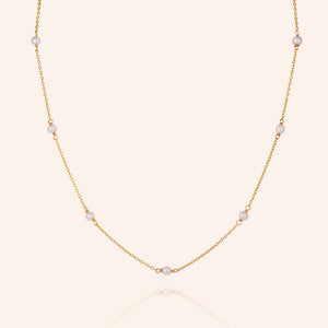 "My Balance" Cultured Freshwater Pearl Station Necklace - Sterling Silver / Gold Vermeil