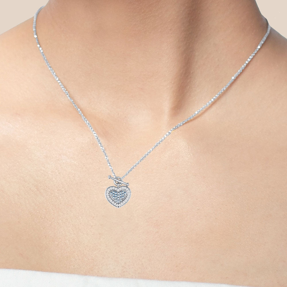 "Hearts Collide" 1.8CTW Pave Pendant Necklace - Sterling Silver / Gold Vermeil