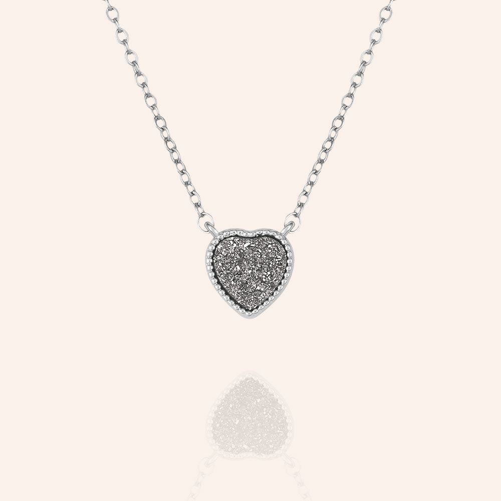 "Amore" Heart Genuine Drusy Pendant Necklace