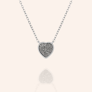 "Amore" Heart Genuine Drusy Pendant Necklace