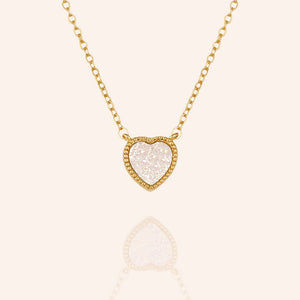 "Amore" Heart Genuine Drusy Pendant Necklace