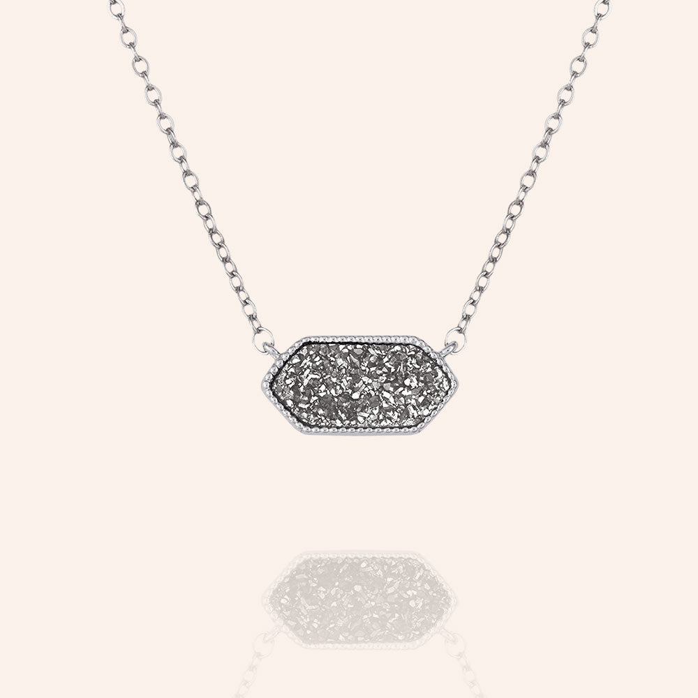 "Montana" Hexagon Genuine Drusy Pendant Necklace