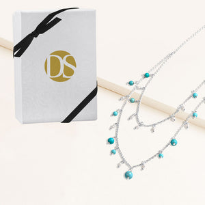 "Sweet Sentiments" Freshwater Pearl or Turquoise Dangles Layering Necklace