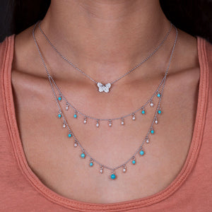 "Sweet Sentiments" Freshwater Pearl or Turquoise Dangles Layering Necklace