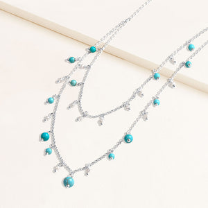 "Sweet Sentiments" Freshwater Pearl or Turquoise Dangles Layering Necklace